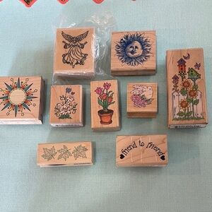 Decorative Wooden Stamp Set - Multicolor(9)
